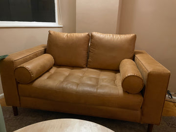 Gaia - Sofá café tipo piel Landero