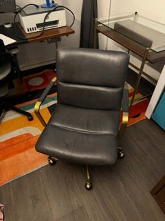 West Elm- Silla para escritorio de piel Azul