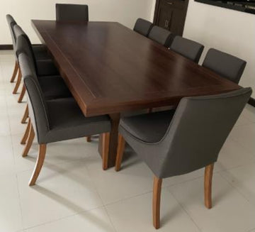 Comedor para 10 personas, nogal, gris oscuro