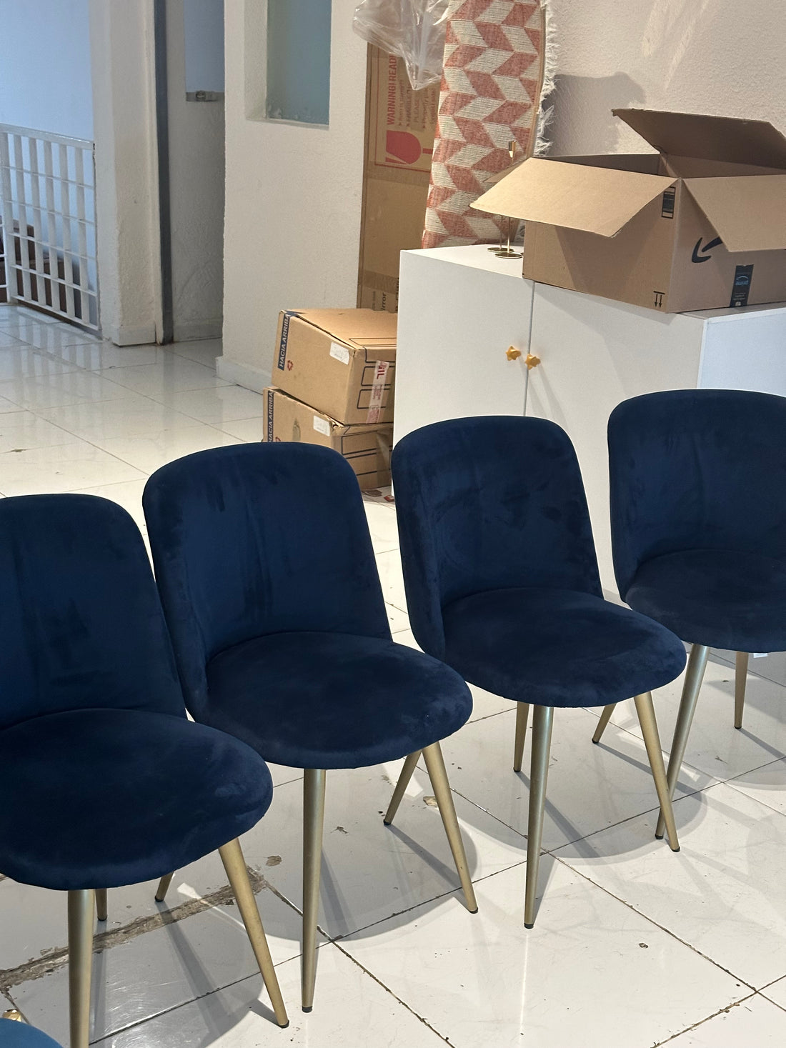 West Elm- Set de 4 sillas terciopelo azul