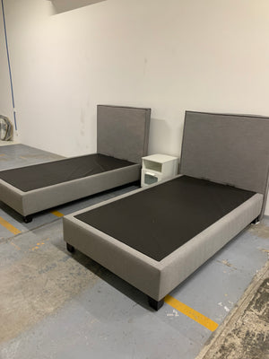 Gasaru- Set de dos camas individuales grises (base y cabecera)