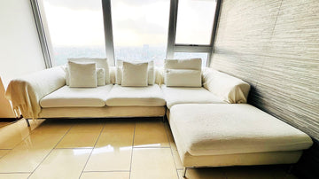 Sala en L color hueso