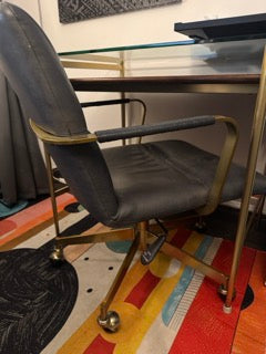 West Elm- Silla para escritorio de piel Azul
