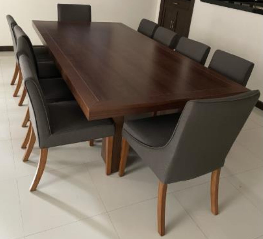 Comedor para 10 personas, nogal, gris oscuro