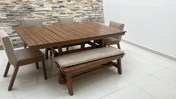 Comedor de madera color Nogal