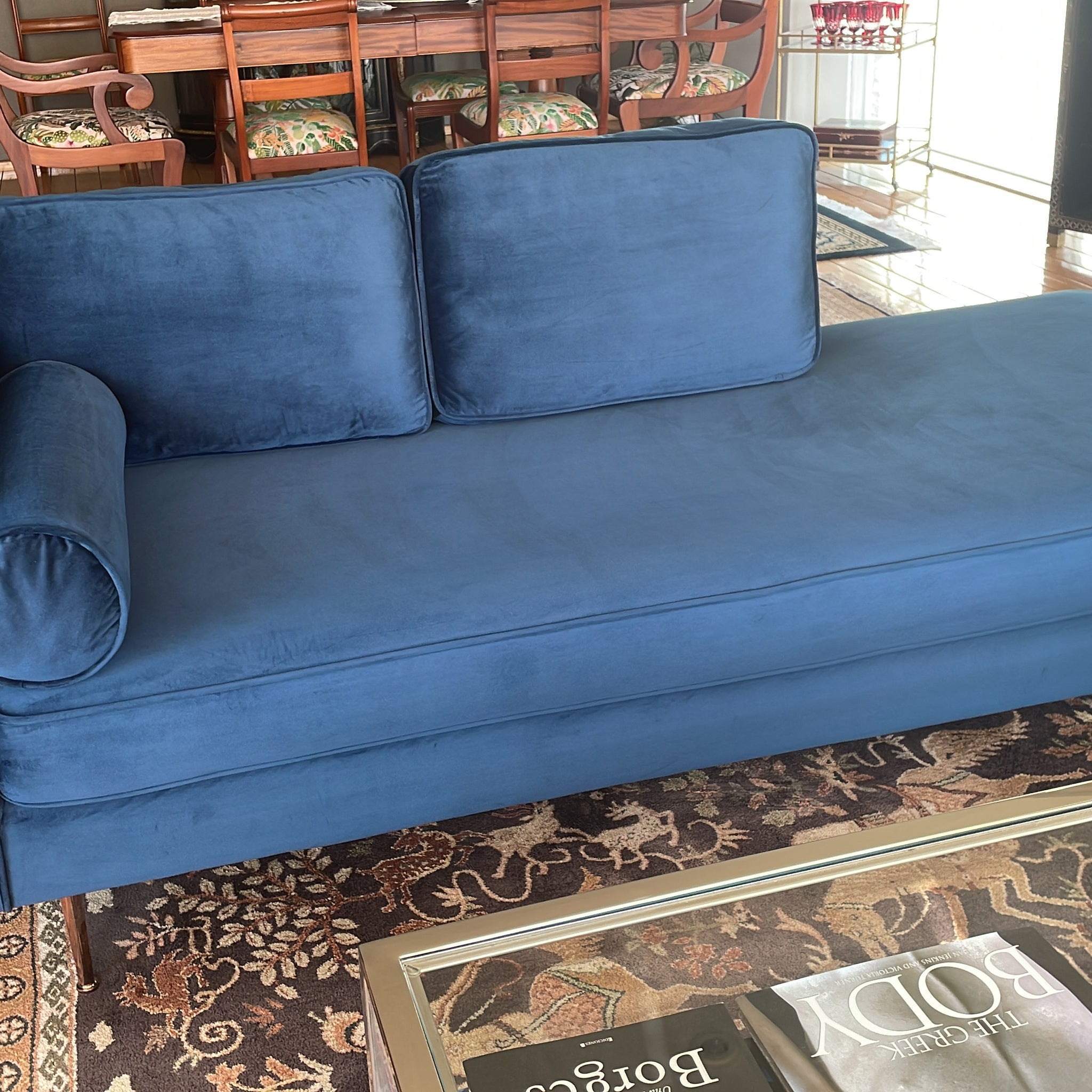 Sofá azul moderno 2-3 plazas