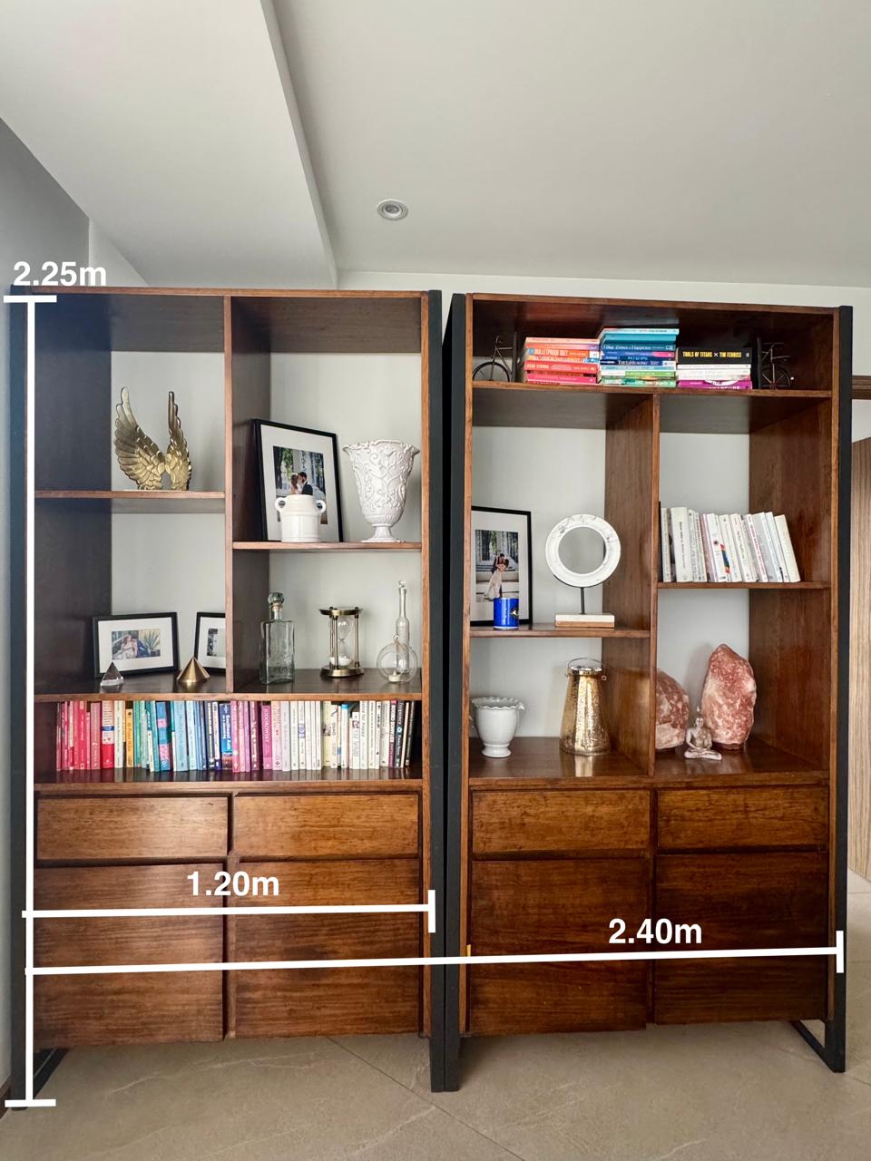 Librero / Trinchador de Madera  en 2 Módulos