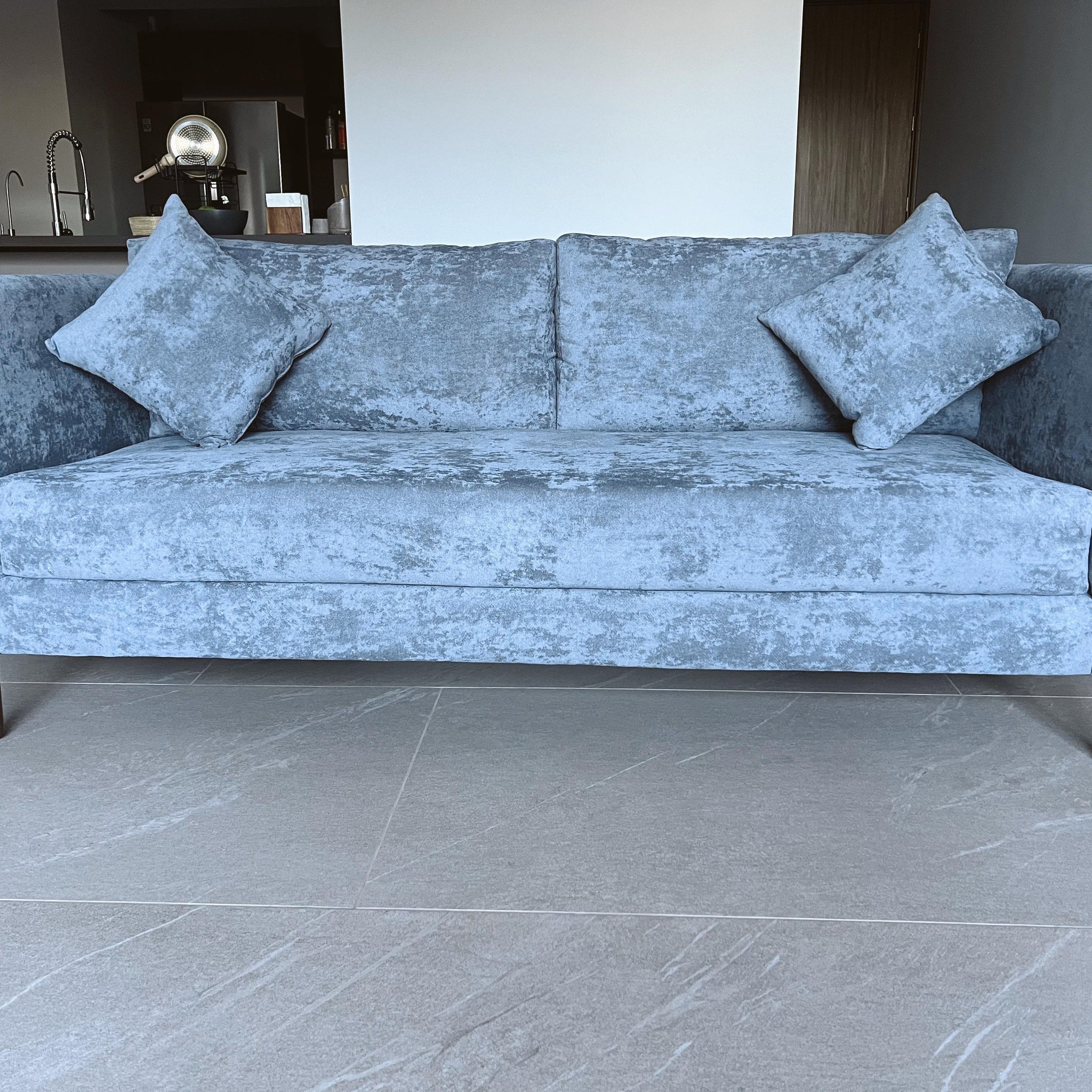 Sofá elegante 3 plazas gris/azulado