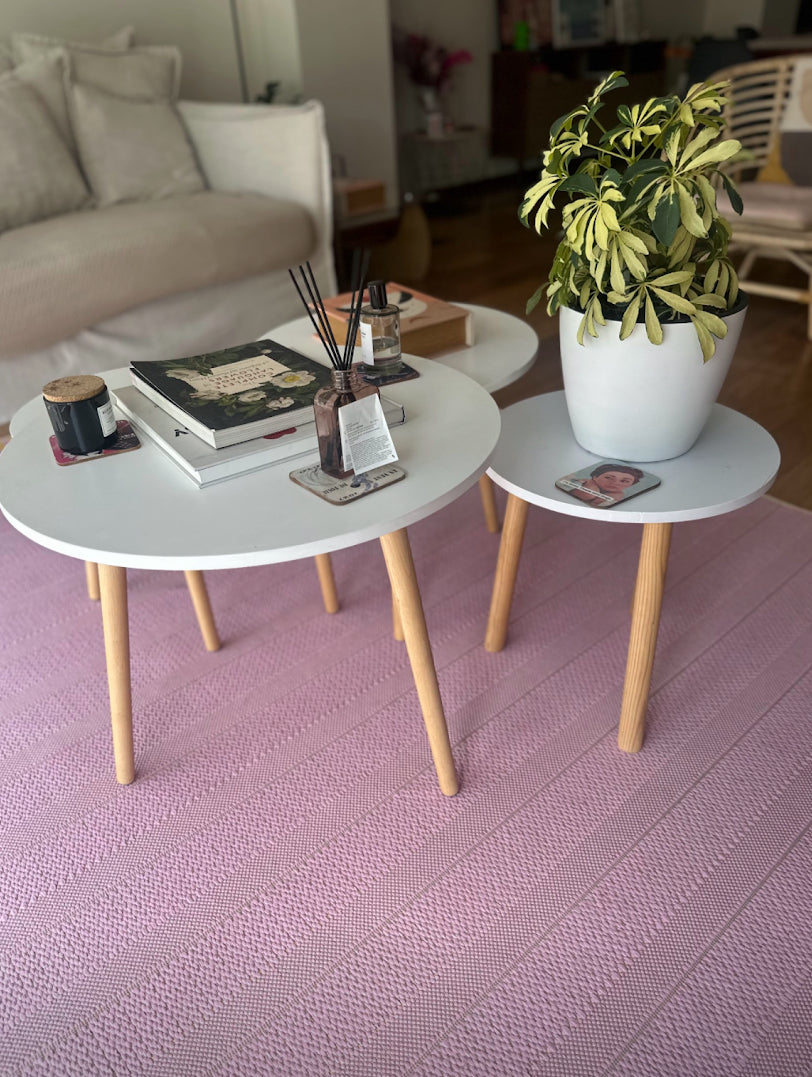 Set de mesas auxiliares blancas