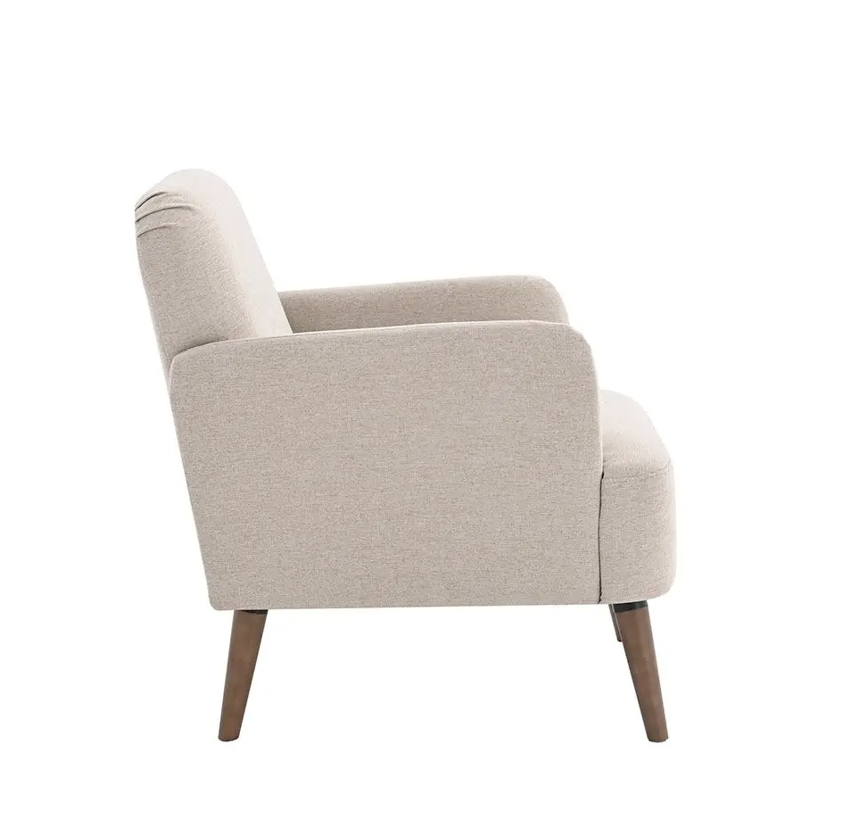 Gaia- Sillón beige Biguza con patas nogal