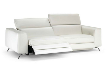 Natuzzi - Sofá reclinable eléctrico de piel blanca