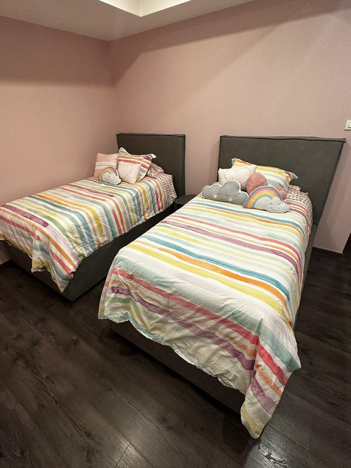 Gasaru- Set de dos camas individuales grises (base y cabecera) – Recora  Mexico