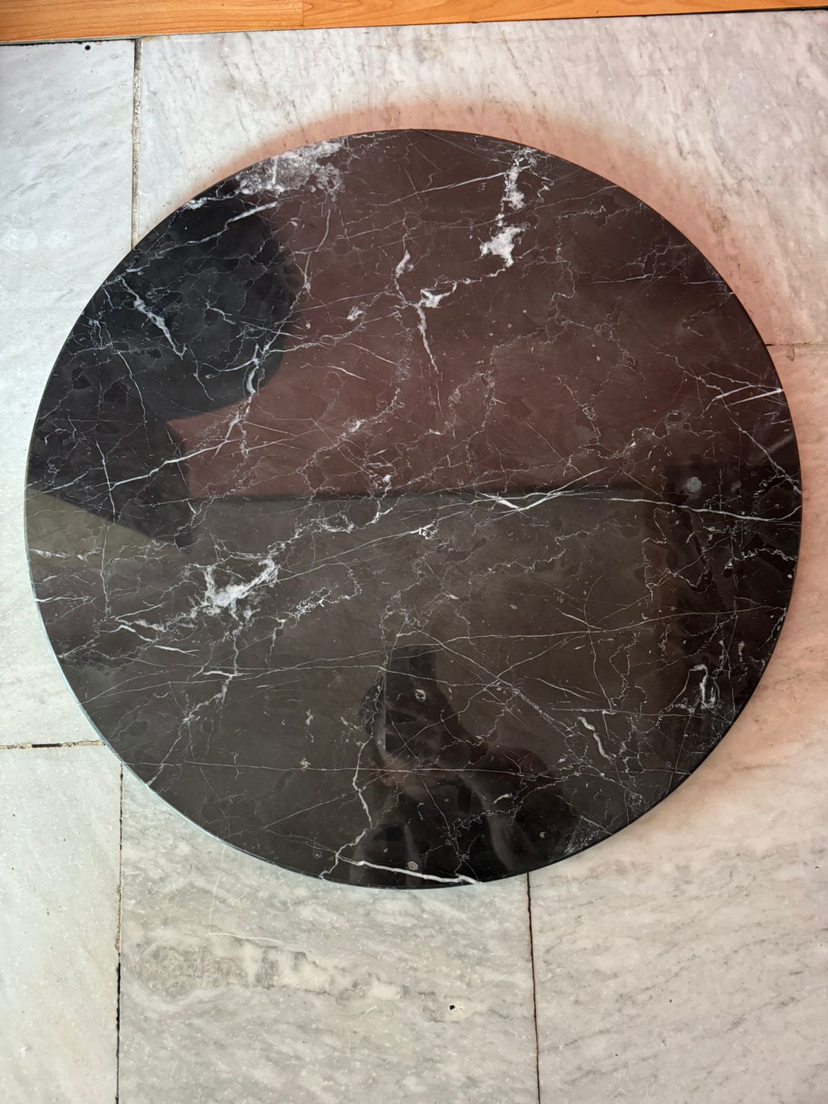 Placa redonda para mesa de mármol negro