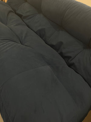 Sofá cama azul tipo gamuza