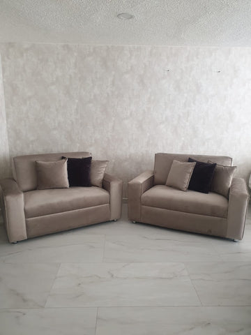 Set de 2 loveseats de terciopelo gris