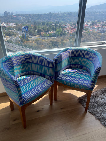 Set de 2 sillones azules estampados